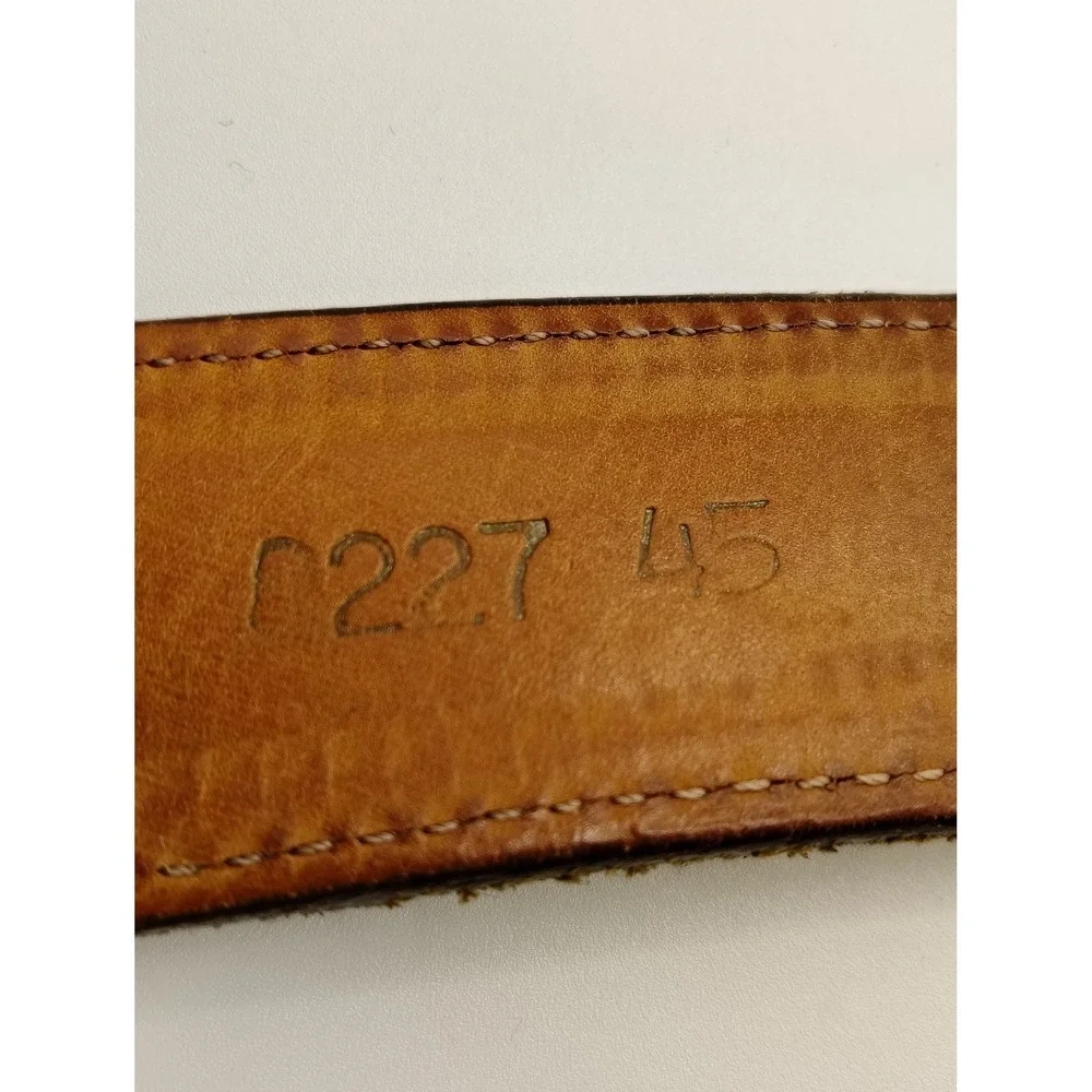 Y2K Circle Y Vintage‎ Brown Leather Belt Silver Buckle Size 38 Workwear 6227